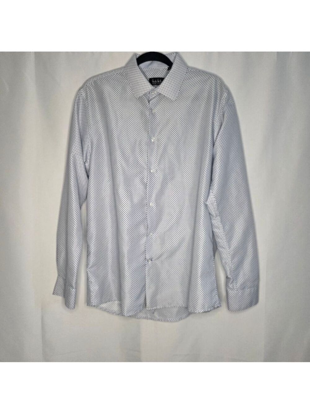 Men's Nicole Miller Casual Button Down Shirt L White Blue